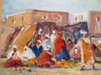 Retaux Bruno (1947) - Marché à Marrakech, Maroc, Antiek en Kunst