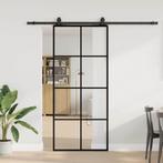 vidaXL Schuifdeur met beslagset 90x205 cm ESG glas zwart, Doe-het-zelf en Bouw, Deuren en Vliegenramen, Verzenden, Nieuw