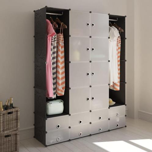 vidaXL Kast modulair met 18 vakken 37x146x180,5 cm zwart en, Huis en Inrichting, Kasten | Kleerkasten, Nieuw, Verzenden