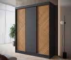 Kledingkast 180cm zwart Schuifdeuren - Garderobekast, Verzenden, Nieuw