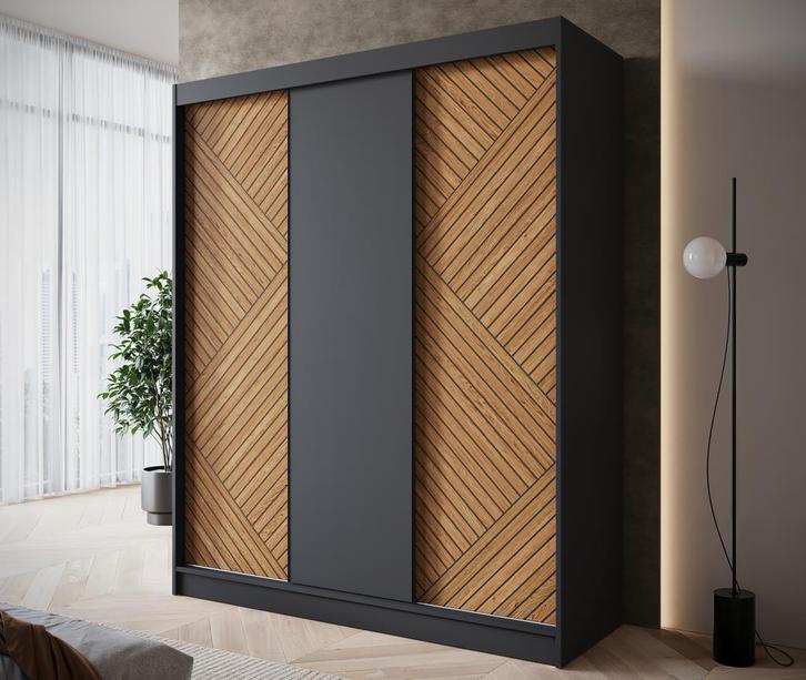 Kledingkast 180cm zwart Schuifdeuren - Garderobekast, Huis en Inrichting, Kasten | Overige, Nieuw, Verzenden