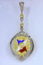 Pendentif - 18 carats Or blanc, Or jaune - Diamant - Émail