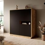Meubella | Opbergkast eiken mat zwart 121x40x125, Huis en Inrichting, Kasten | Overige, Verzenden, Nieuw