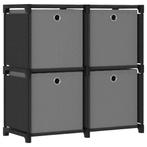 vidaXL Kast met 4 vakken met boxen 69x30x72,5 cm stof zwart, Verzenden, Nieuw
