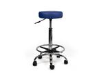 Tabouret Blauw - Hoge uitvoering met Voetsteun, In hoogte verstelbaar, Nieuw