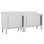 vidaXL Werktafels met deuren 2 st 200x50x(95-97) cm, Zakelijke goederen, Horeca | Overige, Verzenden