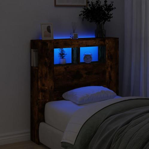 vidaXL Tête de lit à LED chêne fumé 100x18,5x103,5cm, Huis en Inrichting, Slaapkamer | Bedden, Verzenden