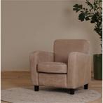 Leren fauteuil Believe - Kenia Leer Taupe - Hout zwart, Huis en Inrichting, Fauteuils, Nieuw, Ophalen of Verzenden, 75 tot 100 cm