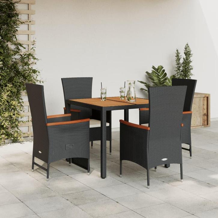 vidaXL 5-delige Tuinset met kussens poly rattan zwart, Jardin & Terrasse, Ensembles de jardin, Envoi