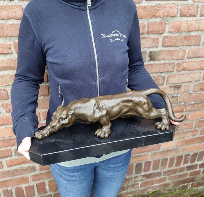Beeld, XL Bronze Panther 41cm - 13.5 cm - Marmer, Brons -, Antiquités & Art, Art | Objets design