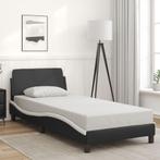 vidaXL Bedframe met hoofdbord kunstleer zwart en wit 80x200, Huis en Inrichting, Slaapkamer | Bedden, Verzenden, Nieuw