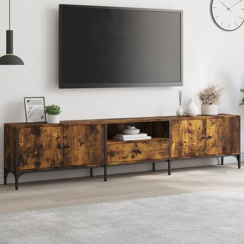 vidaXL Tv-meubel met lade 200x25x44 cm bewerkt hout gerookt, Maison & Meubles, Armoires | Mobilier de télévision, Envoi
