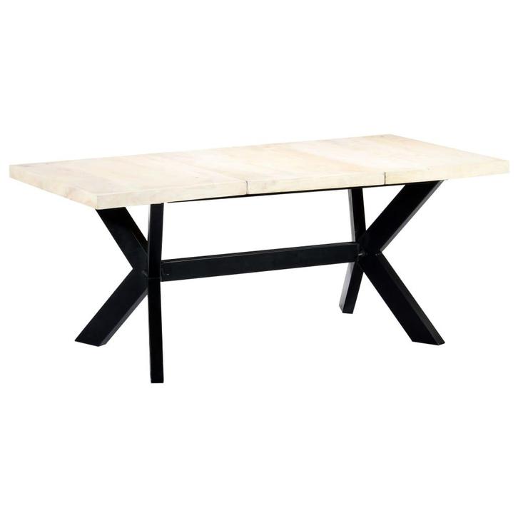 vidaXL Eettafel 180x90x75 cm massief mangohout wit, Huis en Inrichting, Tafels | Eettafels, Nieuw, Verzenden