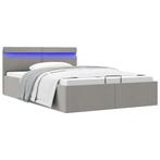 vidaXL Bedframe met opbergruimte en LED stof lichtgrijs, Huis en Inrichting, Slaapkamer | Bedden, Verzenden, Nieuw