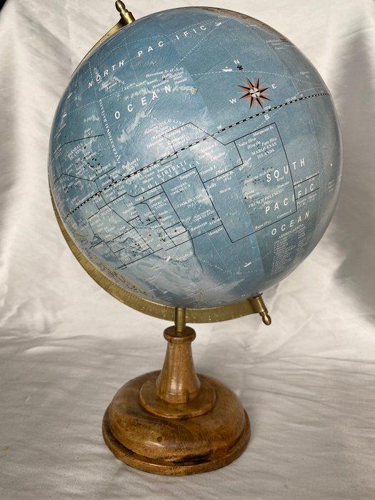 Vintage wereldbol gemaakt van brons en hout, 41 cm hoog. -, Antiek en Kunst, Curiosa en Brocante
