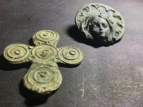 Byzance et gothique Bronze Croix Byzance / Plaque - Gothique, Antiquités & Art, Antiquités | Autres Antiquités