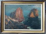 Duitse/Zwitserse school (XIX) - Rotsachtig zeezicht, Antiquités & Art