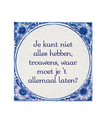 Delfts Blauw Tegel Niet Alles 14,5cm, Verzenden