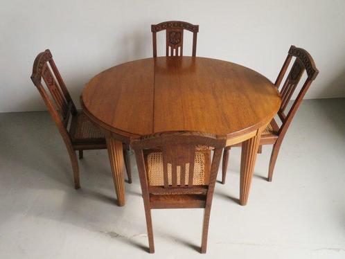 Stoel (5) - Eik - met eettafel, Antiek en Kunst, Kunst | Designobjecten