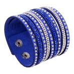 Fako Bijoux® - Armband - Breed - Strass - Blauw, Verzenden