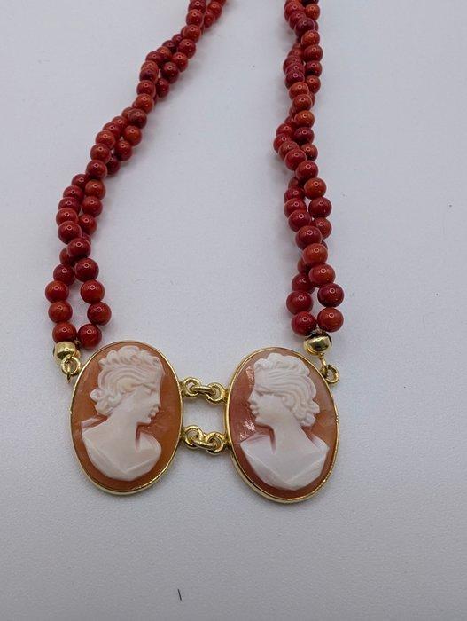 Koraal - Zilver, Verguld - Halsketting, Antiek en Kunst, Curiosa en Brocante