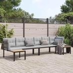 vidaXL 4-delige Loungeset met kussens gepoedercoat staal, Tuin en Terras, Verzenden, Nieuw, Loungeset