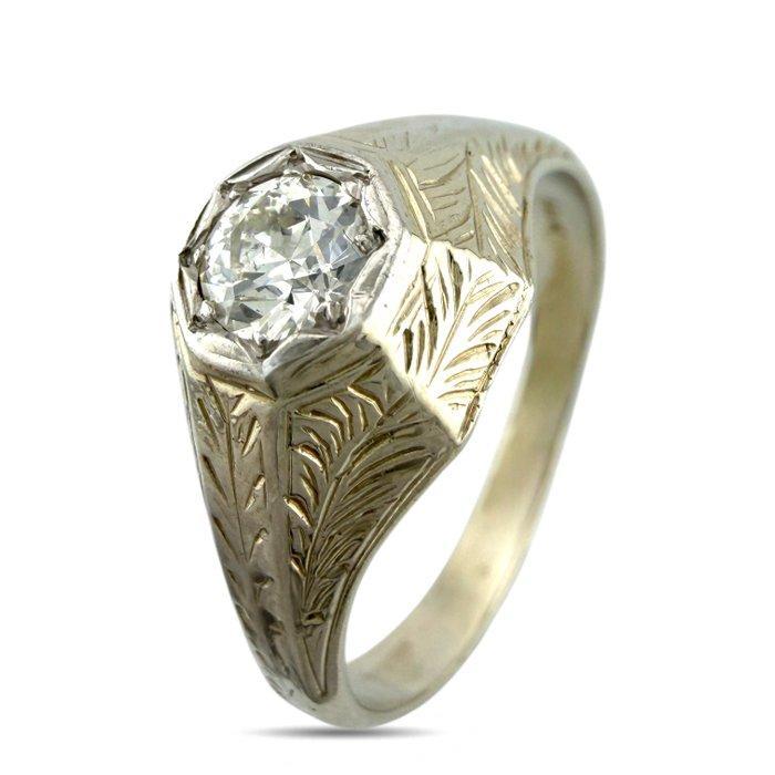 Ring - 14 karaat Witgoud, Exclusieve 14K witgouden Art Deco, Handtassen en Accessoires, Ringen