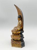 Japanese Gilt Wood Carved Buddhist Statue - Beeld Hout -