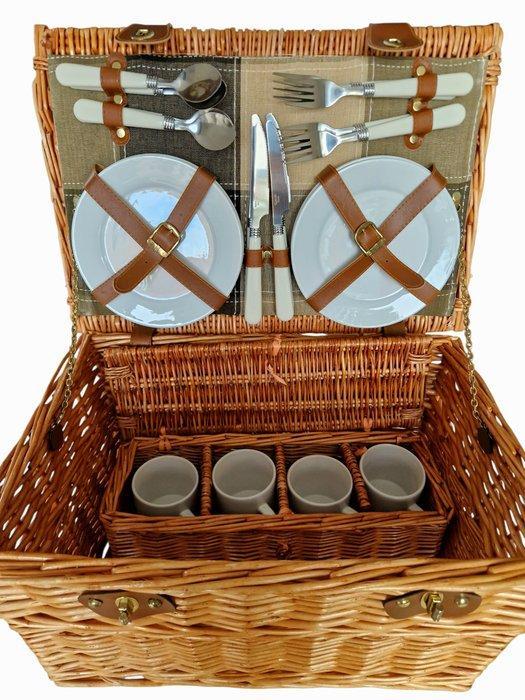 Picknickmand (23) - Aardewerk, Glas, Hout, Leder -, Antiek en Kunst, Curiosa en Brocante