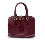 Cartier - Vintage Burgundy Leather Satchel Bag Handbag -