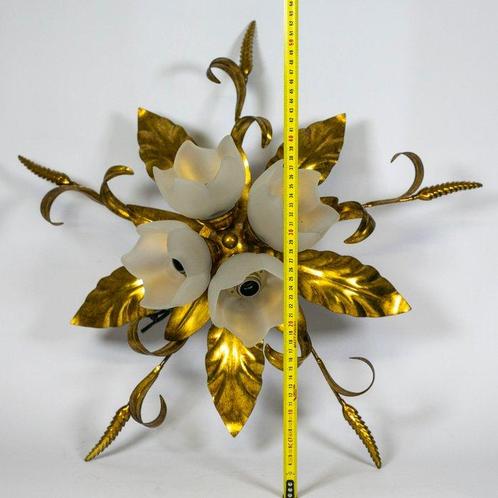 Plafondlamp - Plafondlamp - applicatie met gouden bladeren, Antiek en Kunst, Curiosa en Brocante