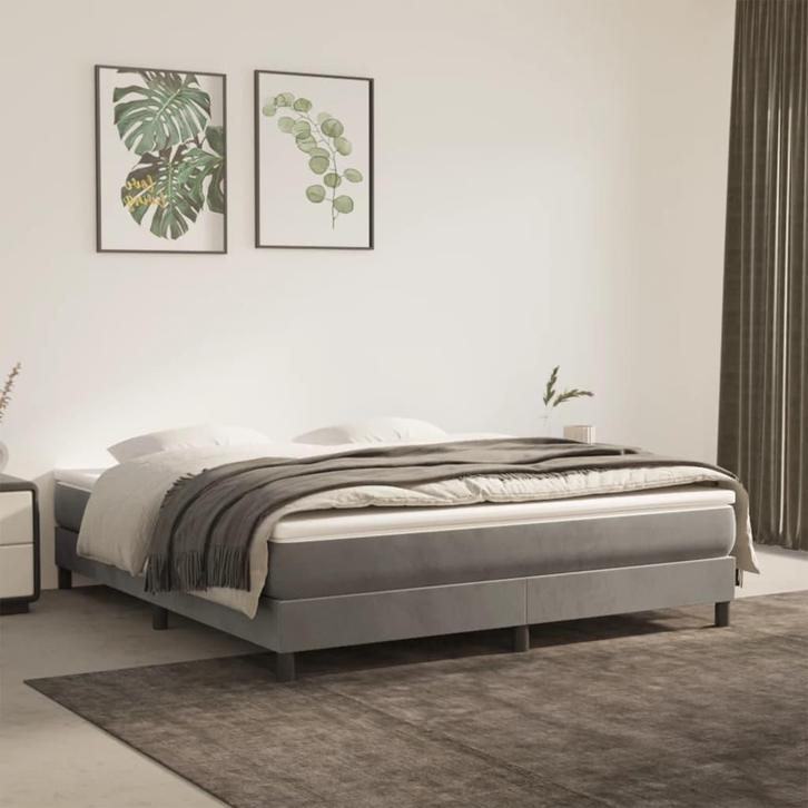 vidaXL Bedframe zonder matras 180x200 cm fluweel lichtgrijs, Huis en Inrichting, Slaapkamer | Bedden, Nieuw, Verzenden