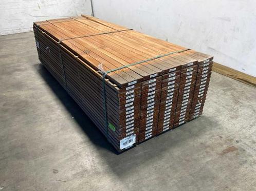 Veiling - 10x Hardhouten vlonderplank geprofileerd 245x19x2,, Doe-het-zelf en Bouw, Hout en Planken, Nieuw
