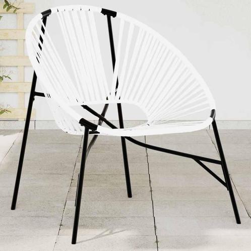 vidaXL Tuinstoel Egg poly rattan zwart wit, Tuin en Terras, Tuinstoelen, Nieuw, Verzenden