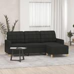 vidaXL Driezitsbank met voetenbank 180 cm stof zwart, Huis en Inrichting, Verzenden, Nieuw