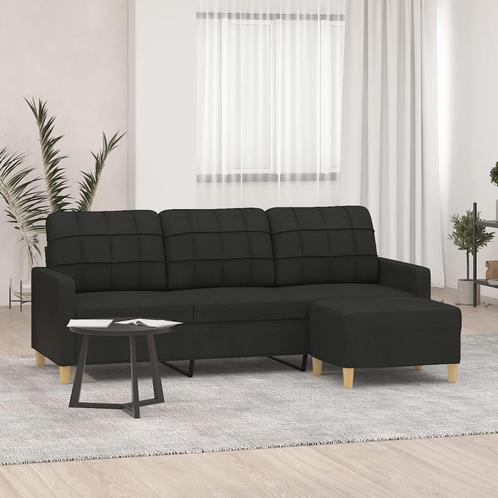 vidaXL Driezitsbank met voetenbank 180 cm stof zwart, Huis en Inrichting, Zetels | Zetels, Nieuw, Verzenden