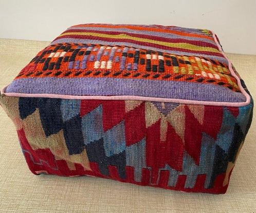 Kelim Poef - Kelim - 48 cm - 48 cm, Huis en Inrichting, Stoffering | Tapijten en Vloerkleden