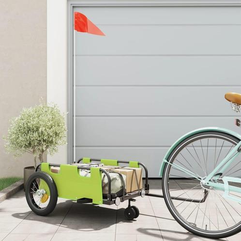 vidaXL Fietstrailer oxford stof en ijzer groen, Fietsen en Brommers, Fietsaccessoires | Aanhangwagens en Karren, Nieuw, Verzenden