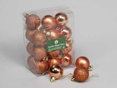 Kerstballen 4cm. 24 stuks Koper combi kunststof onbreekbaar, Hobby & Loisirs créatifs, Bricolage