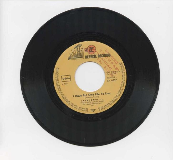 Sammy Davis Jr. – I Have But One Life To Live / The Goins G, CD & DVD, Vinyles Singles, Enlèvement ou Envoi