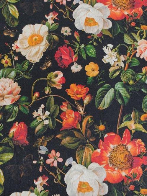 BOUQUET NOIR - 500 x 140 cm - Sofistische stof in linnenmix, Antiek en Kunst, Curiosa en Brocante