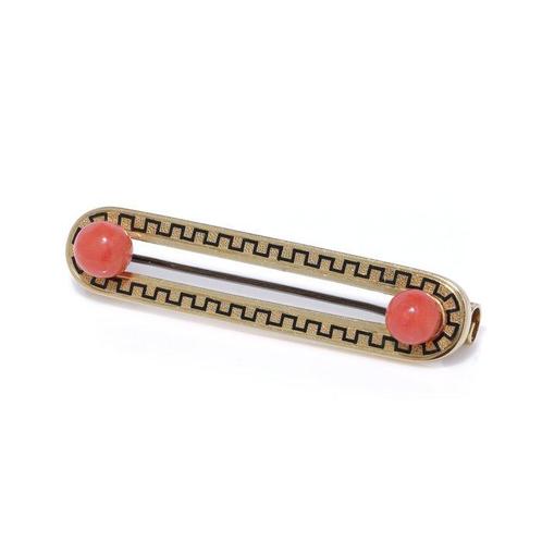 Broche Franse Vintage 18 karaats gouden bar broche met, Handtassen en Accessoires, Antieke sieraden