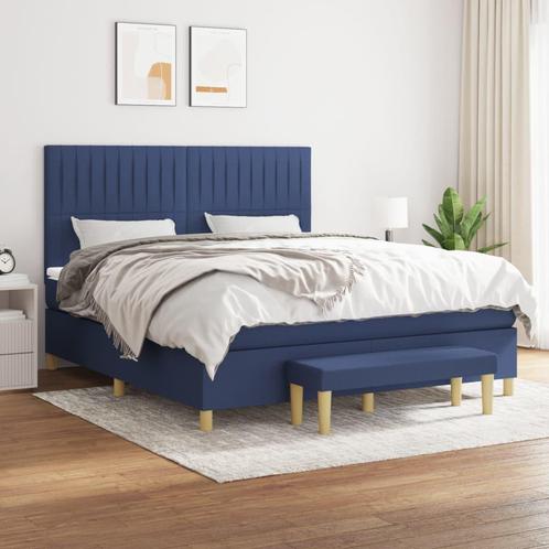 vidaXL Boxspring met matras stof blauw 180x200 cm, Huis en Inrichting, Slaapkamer | Bedden, Nieuw, Verzenden