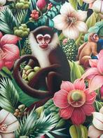 Tissu tapisserie et tendageur fluffy monkey en coton doux,