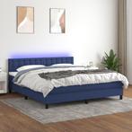 vidaXL Boxspring met matras en LED stof blauw 160x200 cm, Verzenden