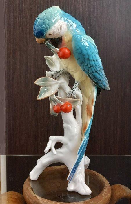 Karl Ens, Volkstedt - Figuur - Pappagallo su ramo di, Antiek en Kunst, Antiek | Glaswerk en Kristal
