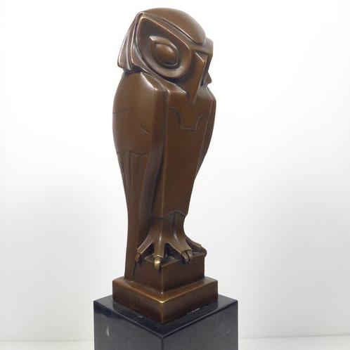 Sculpture, Owl in Art Deco Style - 33 cm - Bronze patiné, Antiek en Kunst, Kunst | Designobjecten