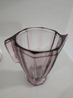 Vaas - Glas - Roze geperste glazen vaas, Antiek en Kunst