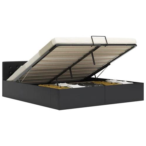vidaXL Bedframe hydraulisch kunstleer zwart 160x200 cm, Huis en Inrichting, Slaapkamer | Bedden, Nieuw, Verzenden
