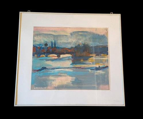 Giovanni March (1894-1974) - Veduta di città con fiume, Antiek en Kunst, Kunst | Schilderijen | Klassiek
